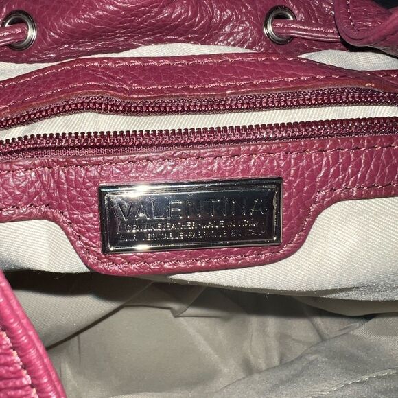 NWT Valentina Italian Pebbled Leather large backpack in Oxblood - Picture 4 of 11